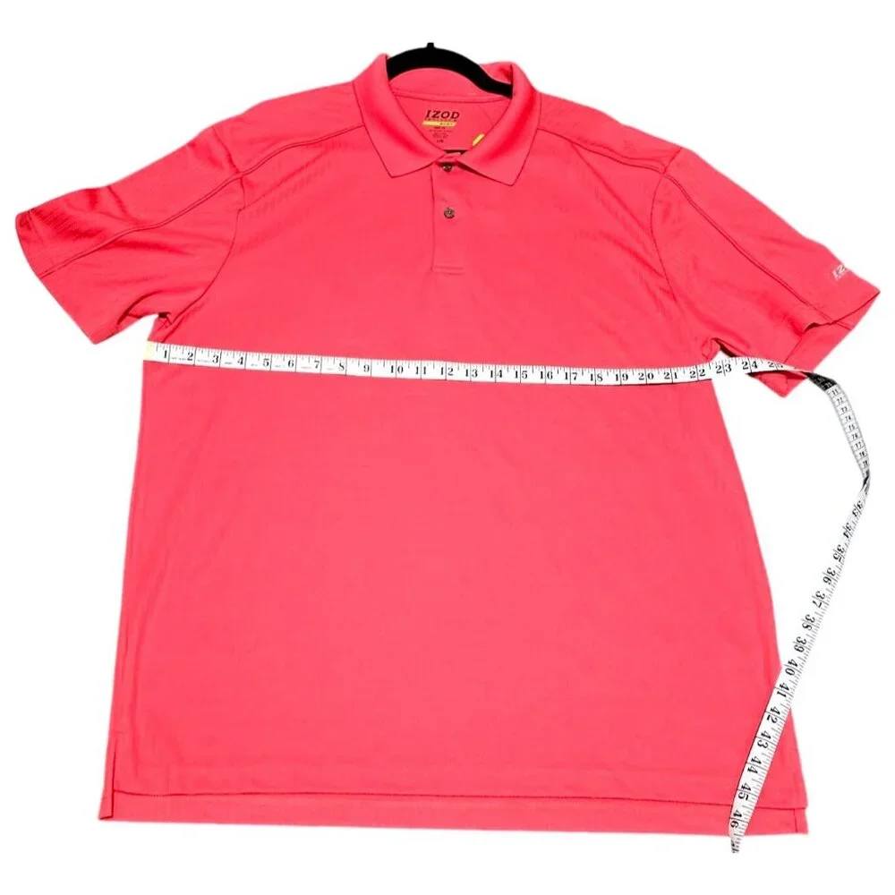 Izod‎ Men's Cool FX Performance Polo Shirt L/G Salmon - Picture 15 of 16